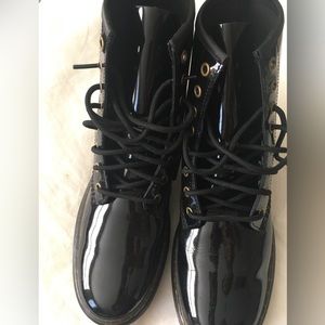 Dr. Martens Womens  Patent Leather Combat Boots